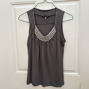 Cable & Gauge Charcoal Embellished Tank Top